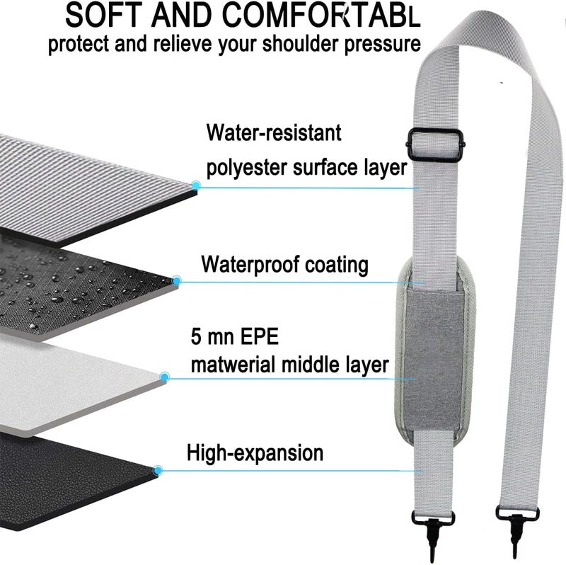 AREYLO Shoulder Strap, Durable 55" Universal Replacement Laptop Shoulder Strap, Adjustable Comfortable Belt with Metal Hooks for Briefcase, Computer Messenger Bag, Laptop Case Luggage/Duffel/Camera, (Grey) - Image 5